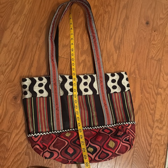 Mackenzie Childs PICK A POCKET TOTE BAG Signature Handles & Brass Plate - Picture 10 of 13